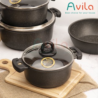 Nồi vân đá nồi bếp từ chống dính, nồi nấu bếp từ vân đá Bộ nồi chảo bếp gas,nồi dùng cho bếp từ Bennix Terra