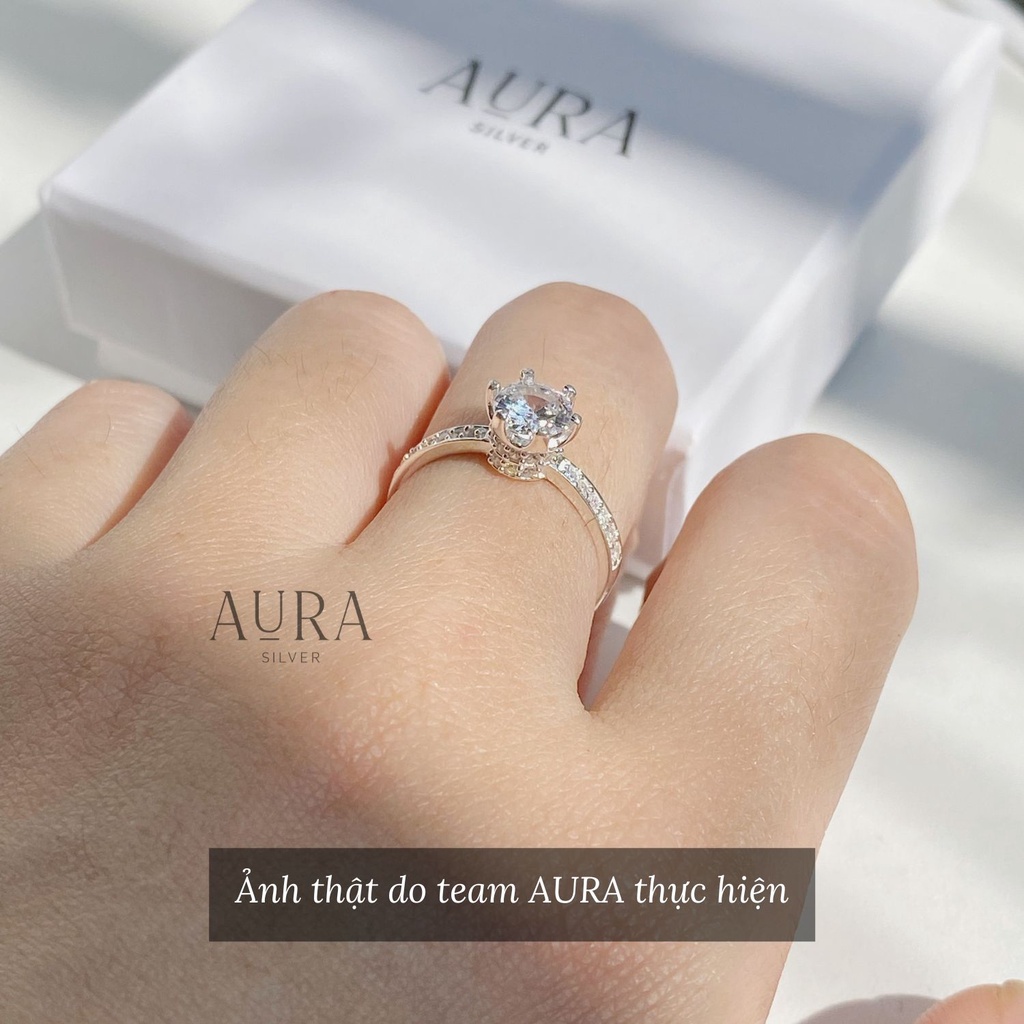 Nhẫn nữ bạc 925 nhẫn bạc đế vương miện tinh tế-AURASILVER-N40