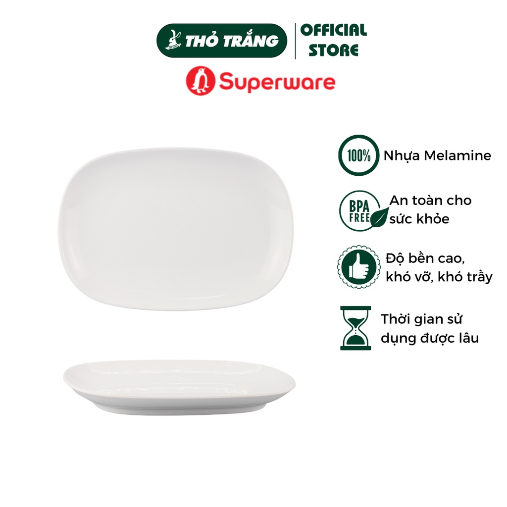 Dĩa nhựa melamine màu trắng Srithai Superware cao cấp đa dạng mẫu mã