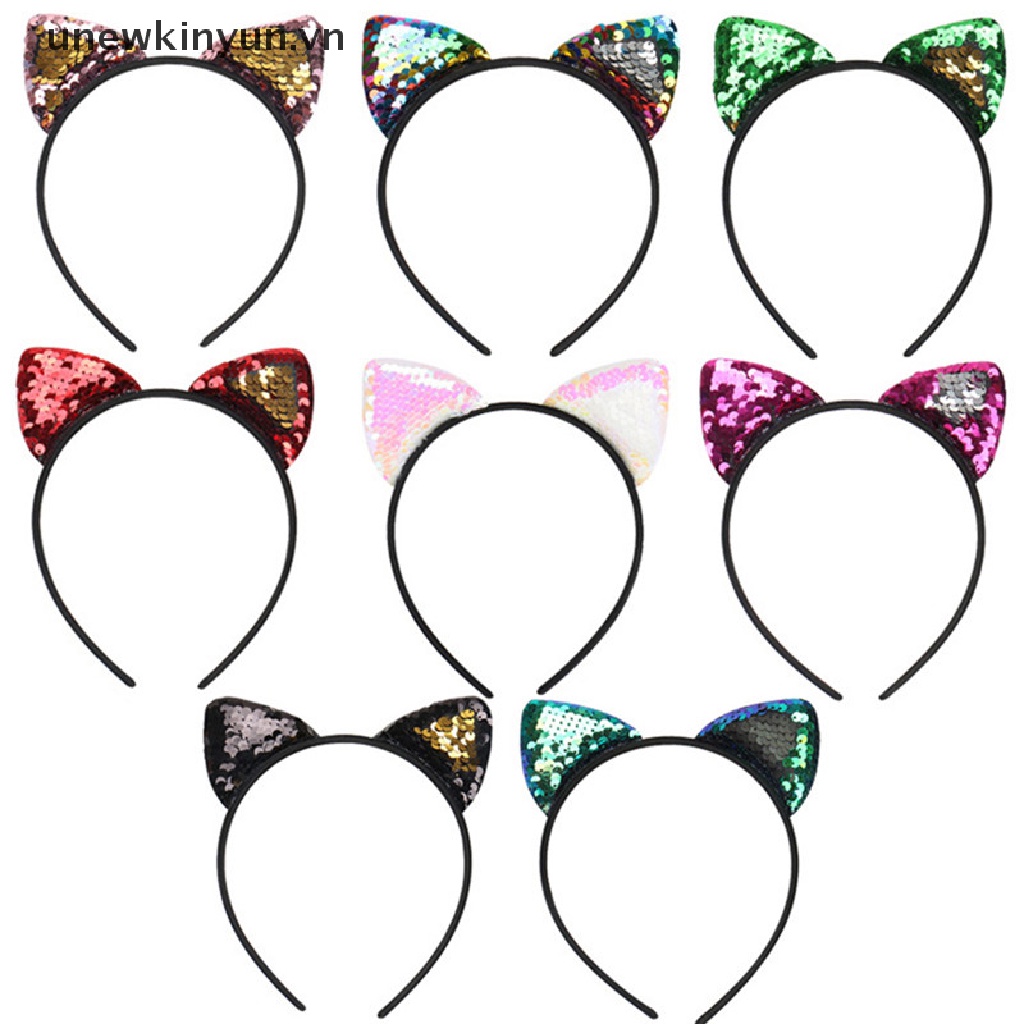 Băng Đô Tai Mèo Đính Kim Sa Lấp Lánh