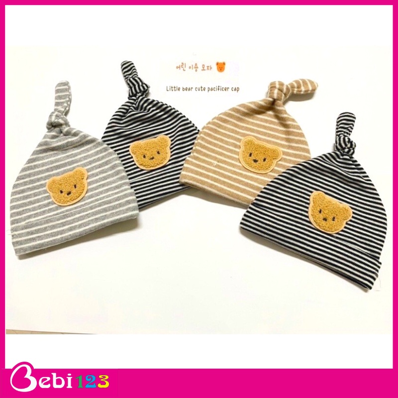 Mũ kẻ sọc hình gấu cho bé 0-6 tháng