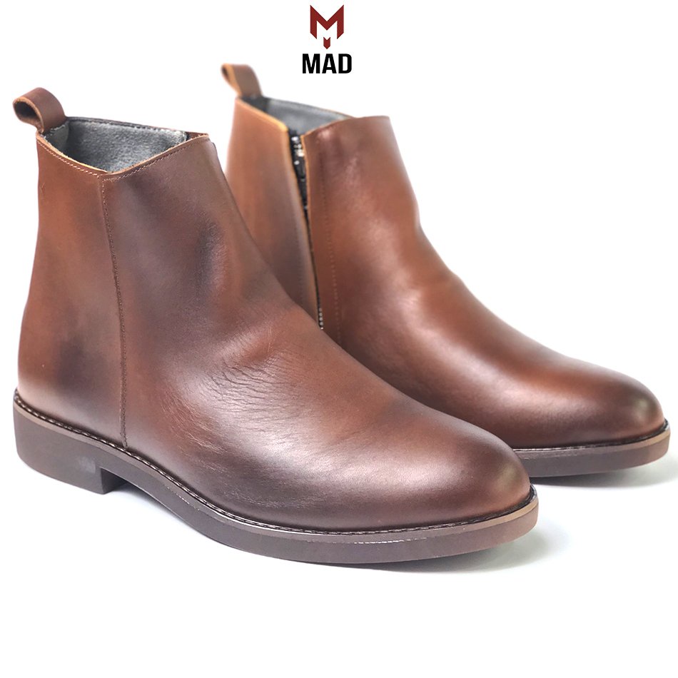 Giày Chelsea Zip Boots MAD Shoes black cao cổ da bò nhập khẩu cao cấp chính hãng công sở nam