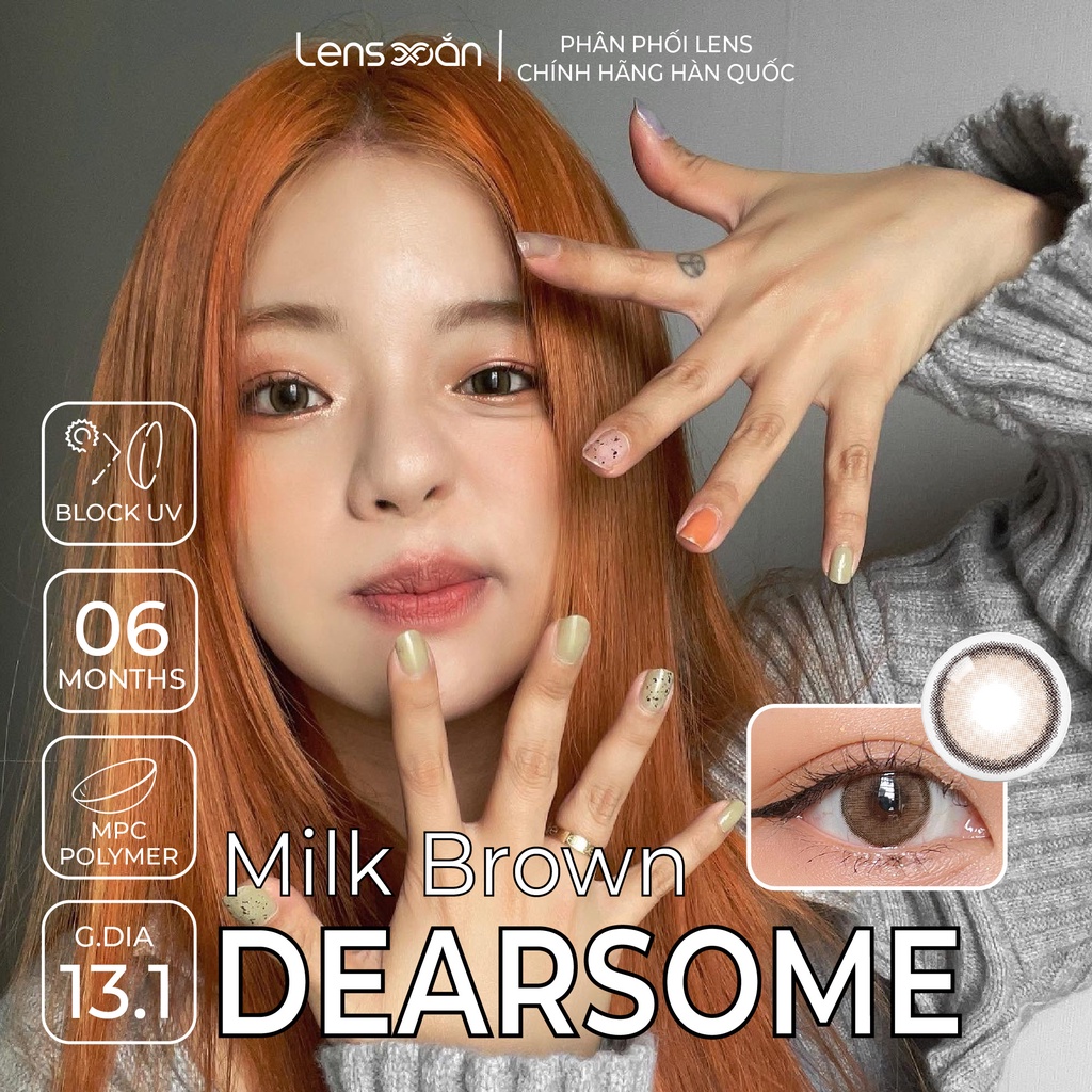 Kính áp tròng cận 6 tháng LENS XOẮN lens tây viền nhẹ tự nhiên OLOLA DEARSOME ASH GRAY MILK BROWN