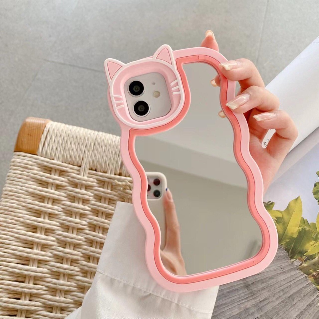 ỐP TAI MÈO LƯỢN SÓNG LƯNG GƯƠNG CUTE