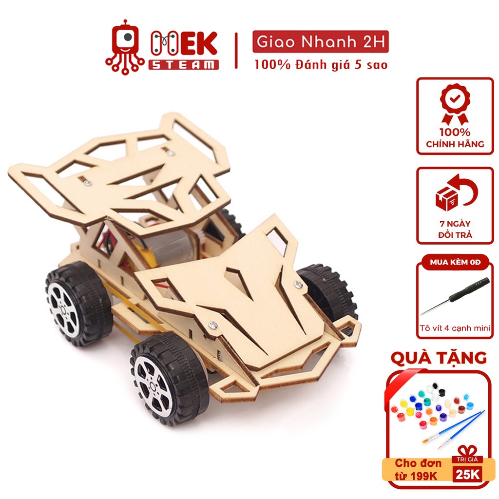 Đồ chơi trẻ em MEKVN bộ lắp ráp mô hình xe đua động cơ chạy điện C-26A bằng gỗ phát triển trí tuệ sáng tạo thông minh