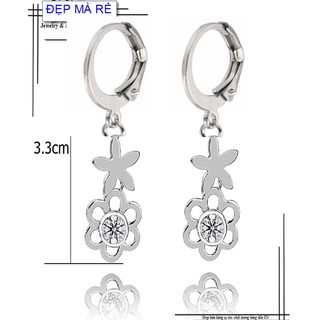 Khuyên tai cho bé kiểu tòn ten ngôi sao hoa mai đá Zircon - An toàn cho trẻ - Cam kết 1 đổi 1 nếu đen và gỉ sét