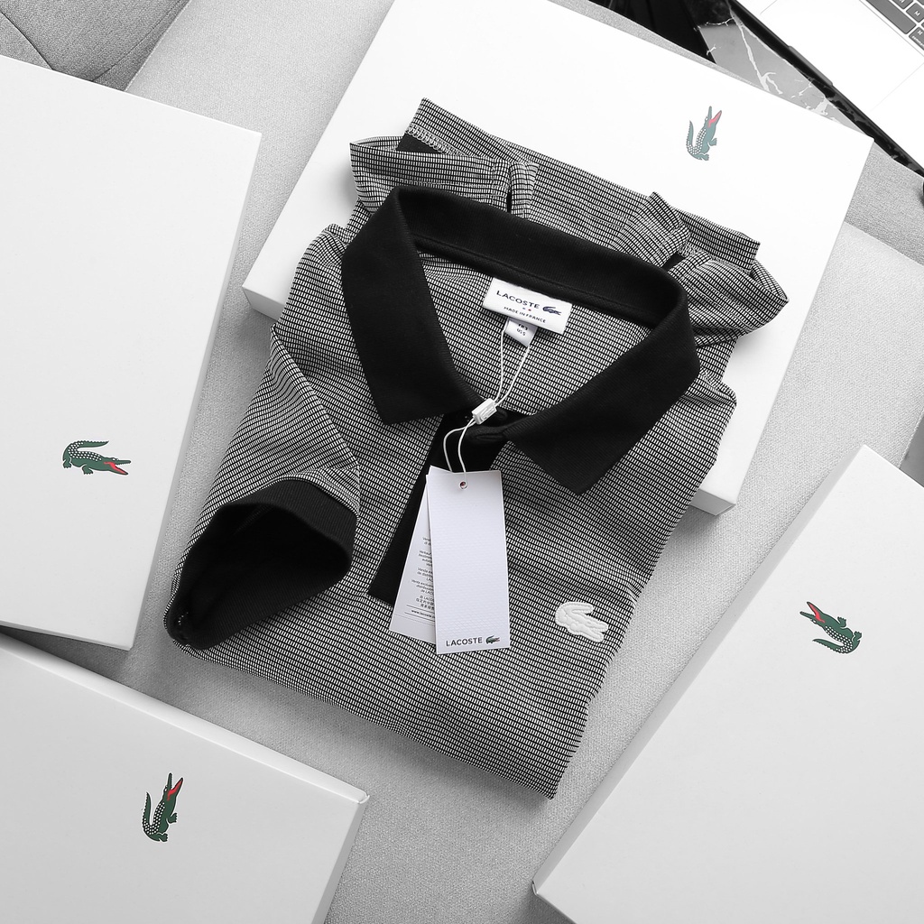 Áo Thun Nam Polo Cá Sấu LACOSTE Phối Cổ France Hàng Xuất Xịn - vải rũ Dày Qmềm mại cao cấp DV dáng dài nhẹ mát