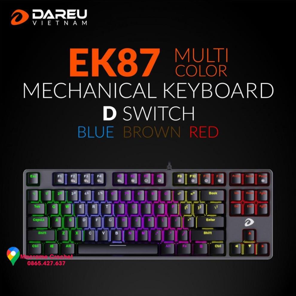 Bàn phím cơ Gaming DAREU EK87 Multi LED - Chính hãng ( BH 2 năm )