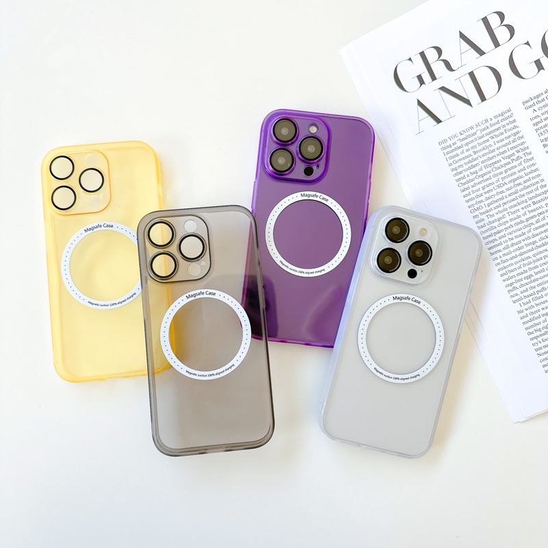Ốp Điện Thoại Trong Suốt Từ Tính Bảo Vệ Ống Kính Máy Ảnh Cho iPhone 14promax 14 13promax 12 11