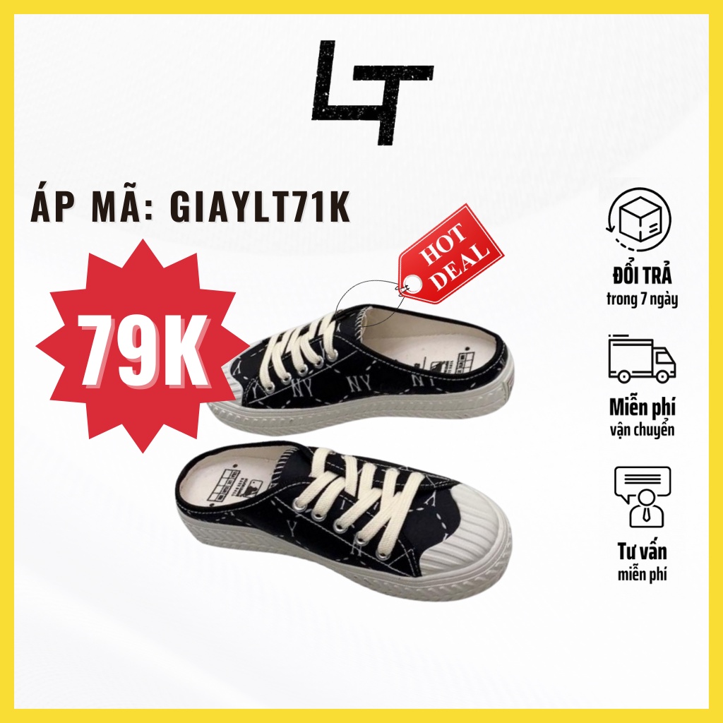 Giày Đạp Gót MLB Sục Thể Thao Thêu Chữ NY Trang Trí Vảy Sơn Đế Độn 4cm
