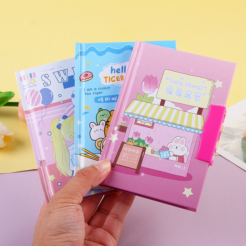Sổ Tay Có Khóa Mật Khẩu Họa Tiết Hoạt Hình Dễ Thương Cho Bé