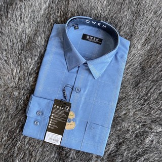OWEN - Áo sơ mi dài tay Owen Regular fit chất sợi tre màu xanh kẻ 220923