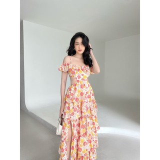 COLUS - Đầm maxi hoạ tiết hoa 5 tầng