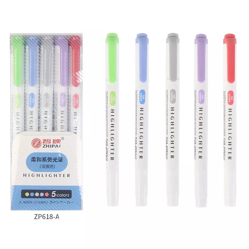 Set 5 Bút Đánh Dấu Hai Đầu Họa Tiết Graffiti Bắt Sáng