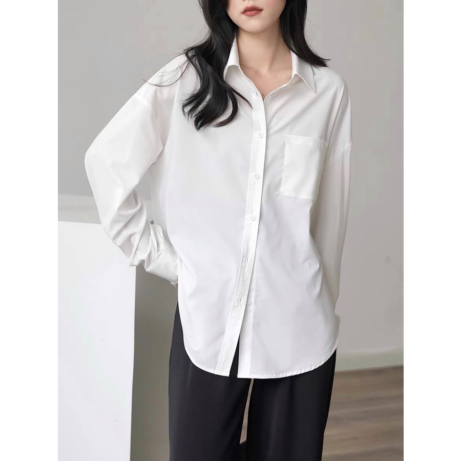 Áo sơ mi trắng ALENA Fashion áo sơ mi nữ form rộng form oversize phong cách Hàn Quốc trẻ trung năng động chất trượt hàn