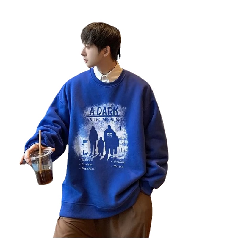 Áo Nỉ Dài Tay Form Rộng In Chữ Phong Cách Hip Hop Đường Phố Hàn Quốc