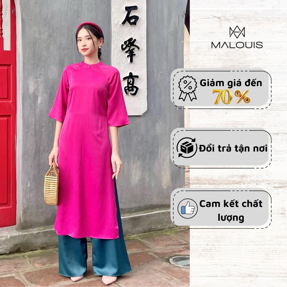 Áo dài cách tân An Khang màu hồng lụa vân cao cấp (tách lẻ) - ADAK127