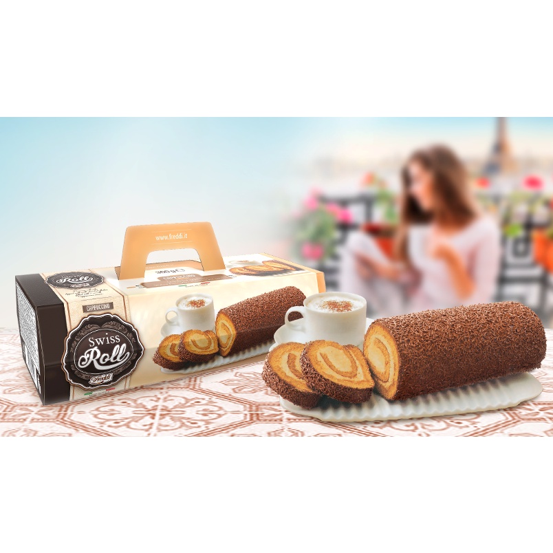 Bánh bông lan cuộn cao cấp Ý SWISS ROLL COCOA 300G