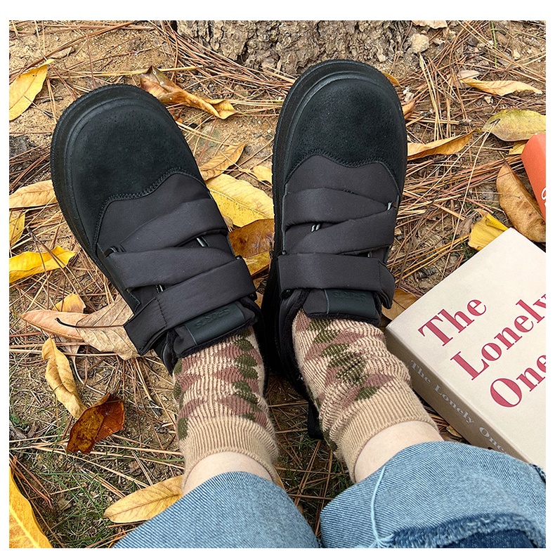 Giày Lười Khóa Dán Phong Cách Retro Dễ Thương Thời Trang Thu Đông 2022 Dành Cho Nữ