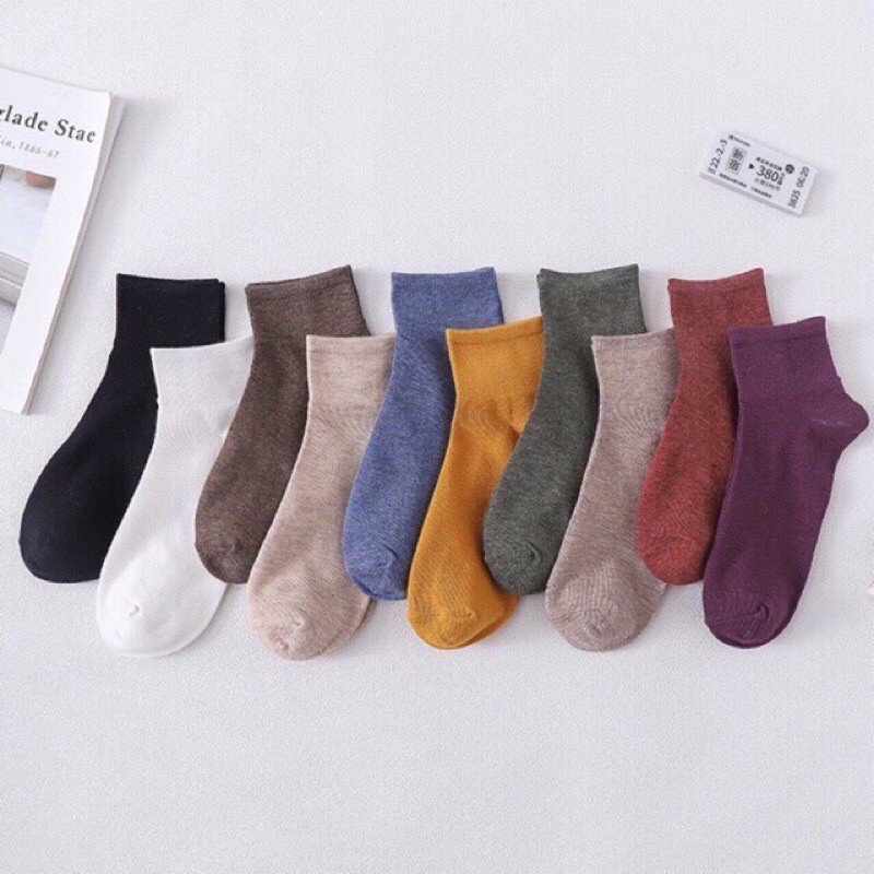 Tất Vớ Ngắn Cho Cả Nam Và Nữ Vải Cotton Kháng Khuẩn Chống Mùi Hôi Nhiều Màu Basic Đẹp Cao Cấp 88341