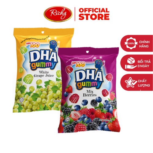 [NEW] Kẹo dẻo LOT100 DHA hương vị tổng hợp/Nho xanh 40g