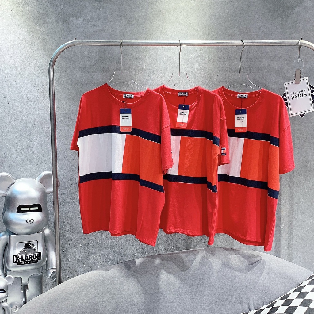 mẫu 44 Áo Tommy vạch . Cổ tròn , tay ngắn, chất 100% cotton cao cấp. mềm mịn.ms012
