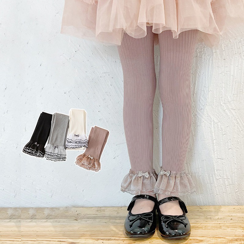 Quần Lót Legging Phối Ren Thời Trang Xuân Thu Hàn Quốc Dành Cho Bé Gái