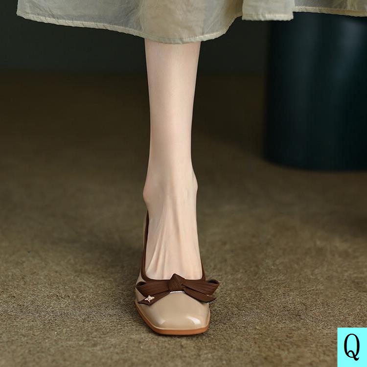 Giày Cao Gót Mũi Vuông Chất Liệu Da Bóng Phong Cách Retro Thời Trang Mùa Hè 2022 Cho Nữ 2022