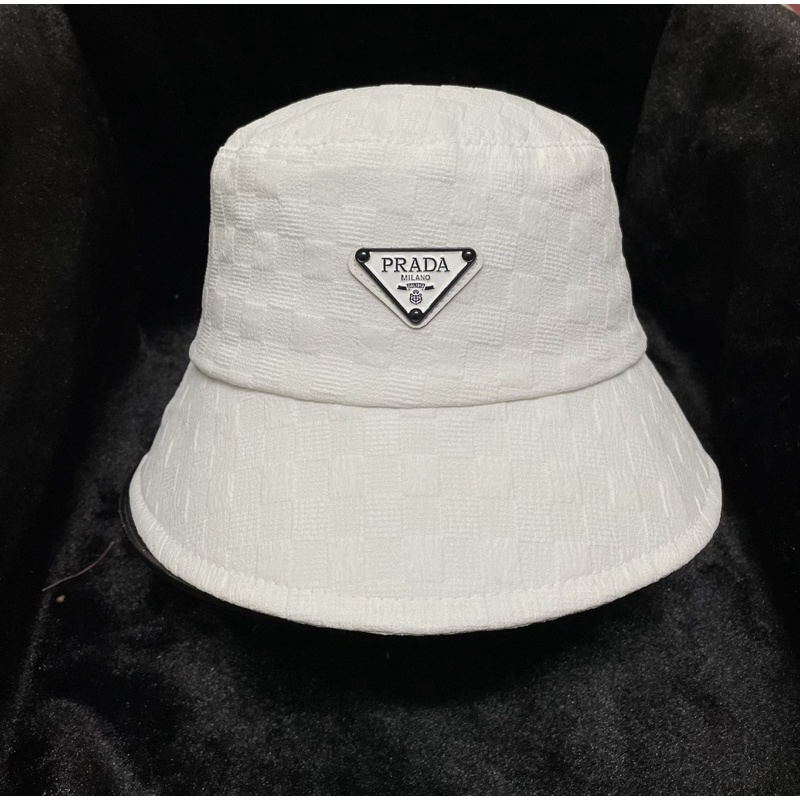 Muc bucket kaki xốp dập caro logo tam giác - Mũ vành cụp nam nữ