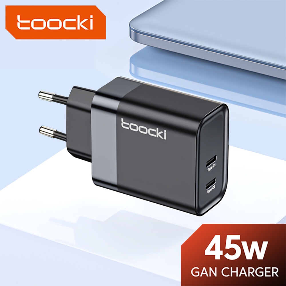 Củ sạc nhanh TOOCKI hai cổng USB C 45W PD QC3.0 Type C giắc cắm EU/ Dây cáp sạc dành cho điện thoại