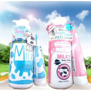Sữa tắm gluta milky 800ml thái lan tặng sữa rửa mặt