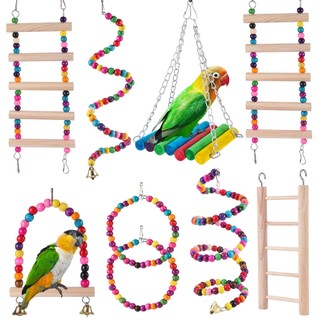   Thú Cưng Chim Gỗ Thang Leo Xoay Nhai Đồ Chơi Huấn Luyện Vẹt Macaw Lồng Xoay Kệ Vẹt Cắn Chơi Đồ Chơi Đồ Dùng Cho Thú Cưng 