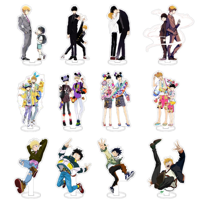 Đồ trang trí Anime Mob Psycho Kageyama Shigeo Reigen Arataka Ekubo Bằng Acrylic Trưng Bày Móc Khóa Để Bàn Trang Trí