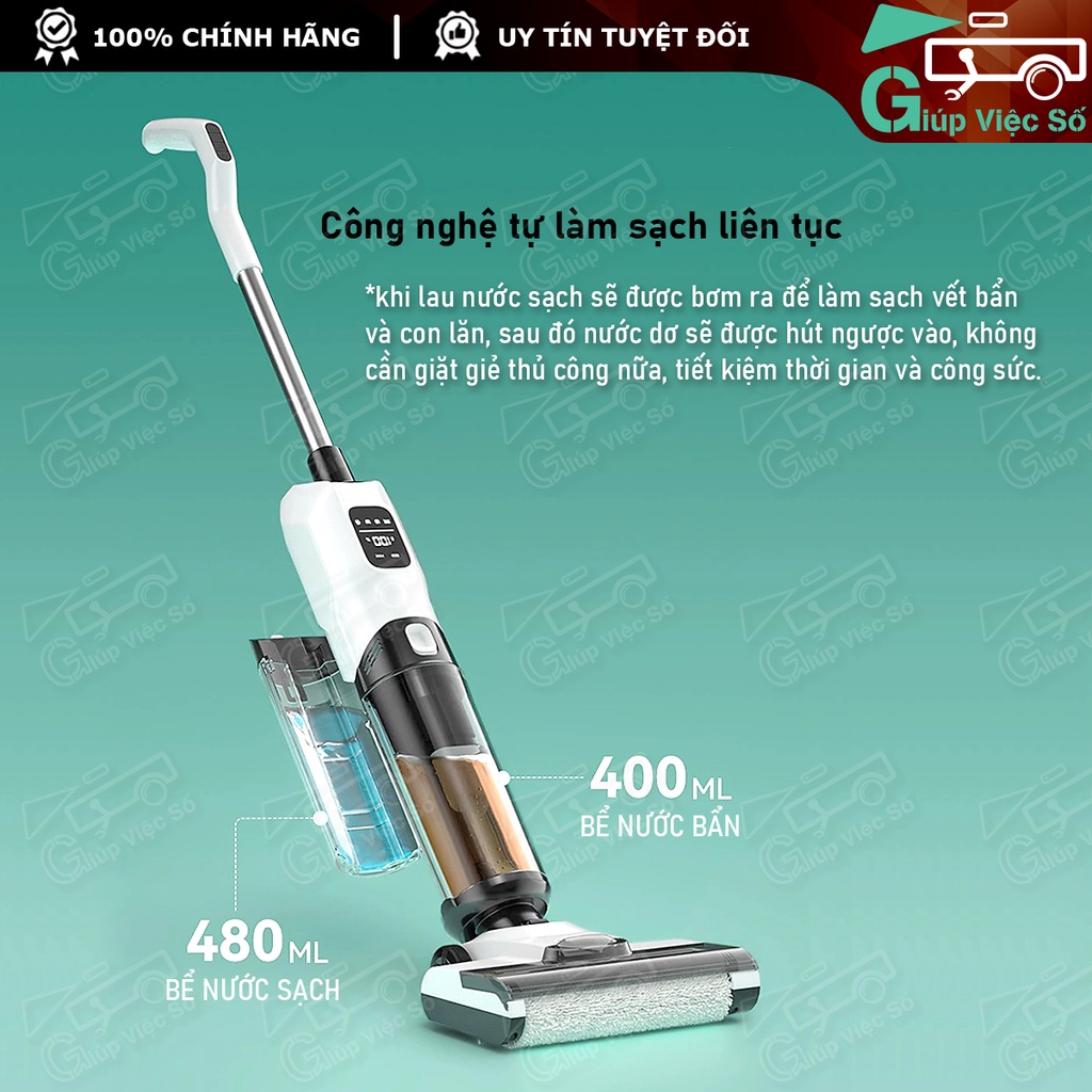 Máy Hút Bụi Lau Nhà Chà Sàn Không Dây TỰ GIẶT GIẺ 3in1 GT8 - Máy Hút Bụi Khô Ướt Cầm Tay