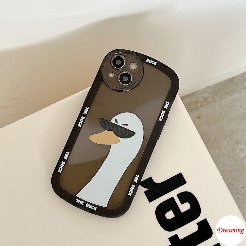 Ốp lưng điện thoại cho VIVO Y02S Y22 Y22S Y35 Y77 Y55 Y75 T1 Y33S Y21S Y21 Y53S Y51 Y51A Y31 Y30 Y50 Y20 Y12S Y20s G Y16 Y15S Y15A 4G 5G Vỏ mắt lớn mờ Motif The Duck với kính