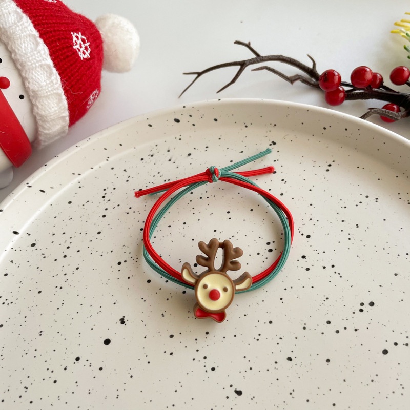 Dây Buộc Tóc Cao Su Co Giãn Hai Màu Sắc Phong Cách Giáng Sinh