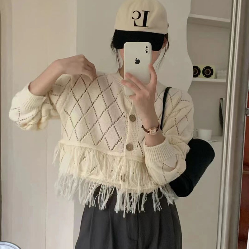 Áo Khoác Cardigan Dệt Kim Tay Dài Dáng Ngắn Phong Cách Hàn Quốc Thời Trang Cho Nữ 27002