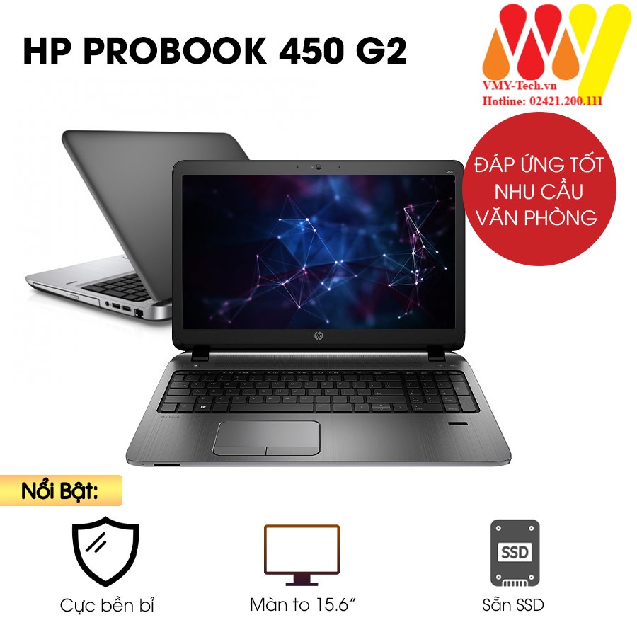 Laptop Cũ HP ProBook 450 G2 i5-5200U/Ram 4GB/ SSD 128GB/ 15.6 Inch/ Bàn phím số/ Laptop văn phòng giá rẻ