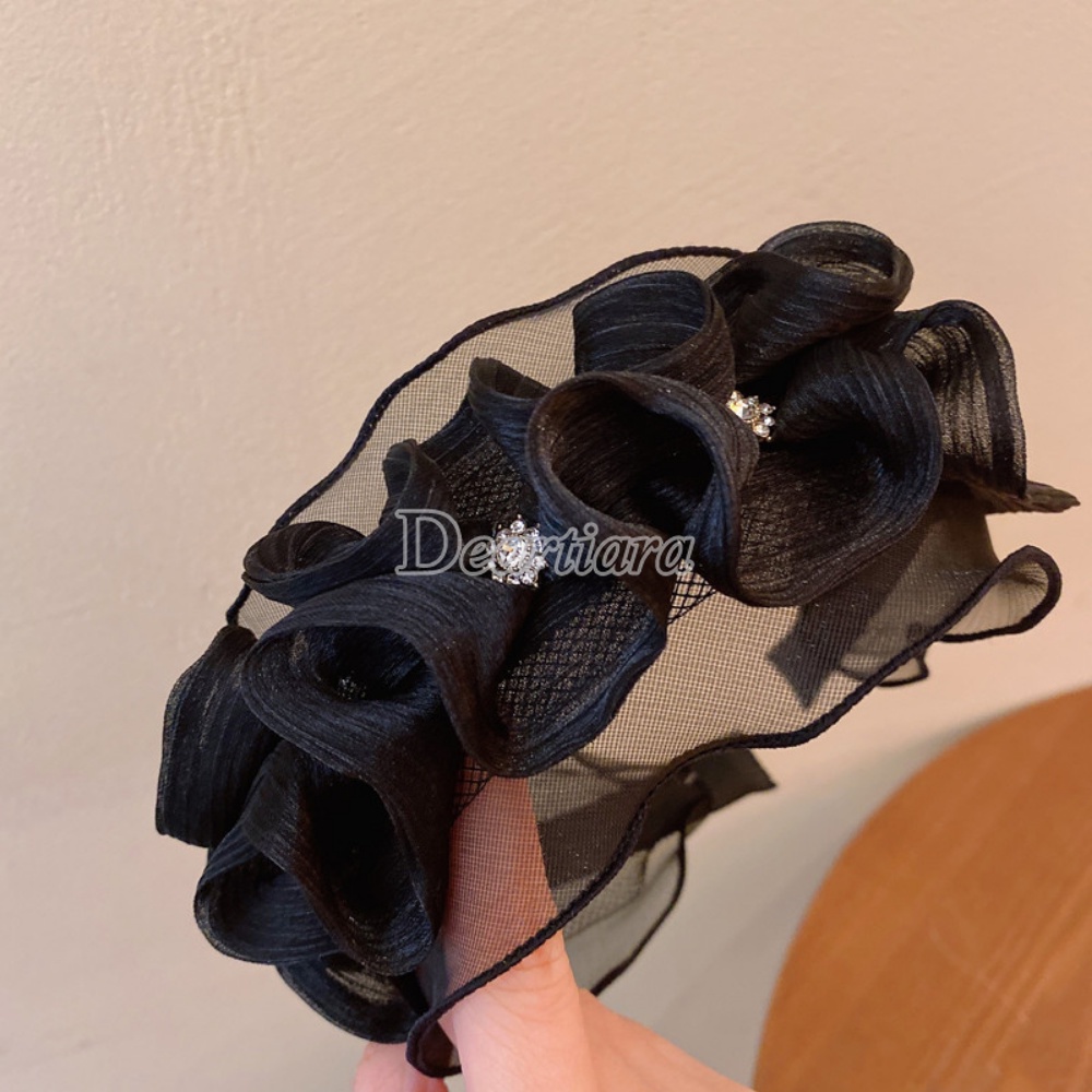Băng Đô Cài Tóc Vải Lưới Mỏng Phong Cách Pháp Sang Trọng