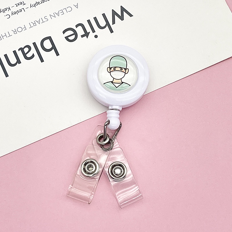 Móc - Kẹp bảng tên có dây rút họa tiết đáng yêu cho Nhân viên Y tế