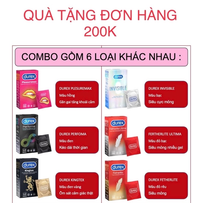 Bao Cao Su Durexxx đủ màu to nhỏ tuỳ chọn