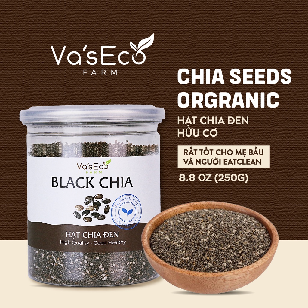 Hạt Chia Đen Úc Premium Hộp 250g Va'sEco Farm