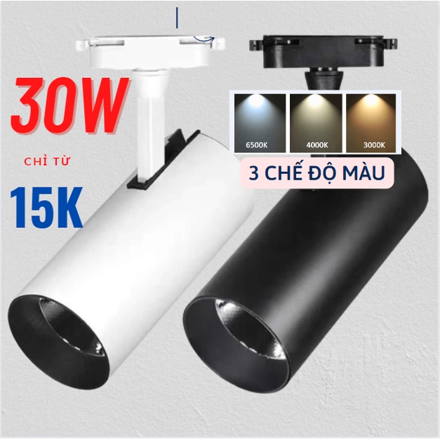 Đèn rọi ray, đèn rọi 30W, 20W, 12w COB Màu trắng hoặc đen Cao cấp, Bảo hành 2 năm, 3 chế màu - Led Thắng Trang