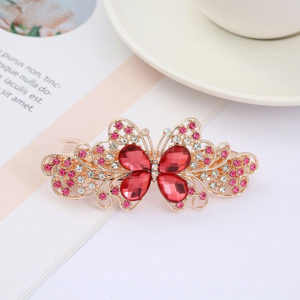 Kẹp Tóc Đuôi Ngựa Cỡ Lớn Họa Tiết Bướm Lấp Lánh Tinh Tế Giá Đỡ