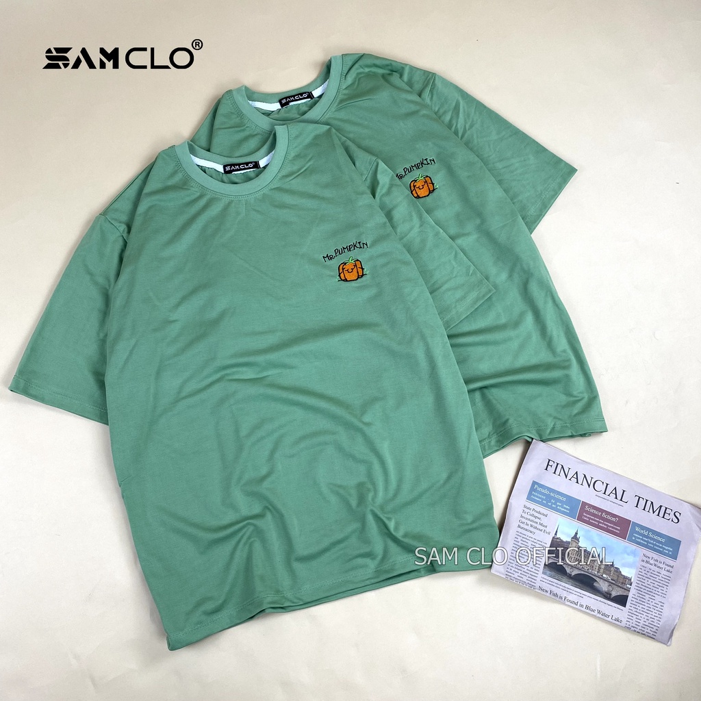 Áo thun nữ tay lỡ SAM CLO freesize - phông form rộng dáng Unisex, mặc lớp, nhóm, cặp, lớp thêu hình rau củ