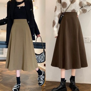 Chân Váy Dài Dáng Rộng Chữ a Lưng Cao Vừa Vặn Ba Màu Nâu Đen Nhạt Phong Cách Hàn Quốc Dễ Phối Đồ Thời Trang Mùa Đông Dành Cho Bạn Gái