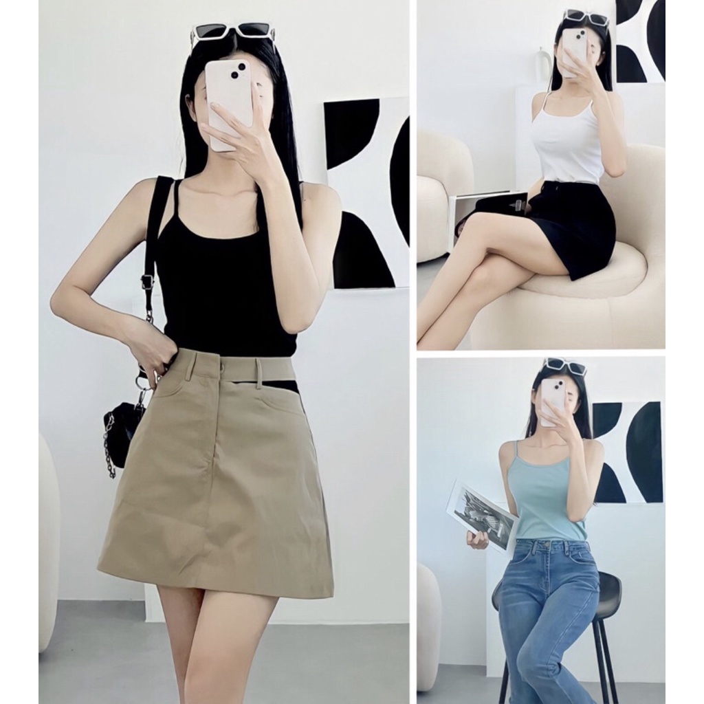 ÁO THUN NỮ HAI DÂY NỮ CHẤT VÃI COTTON MỀM MỊN CO GIẢN THOÁNG MÁT 38KG-52KG