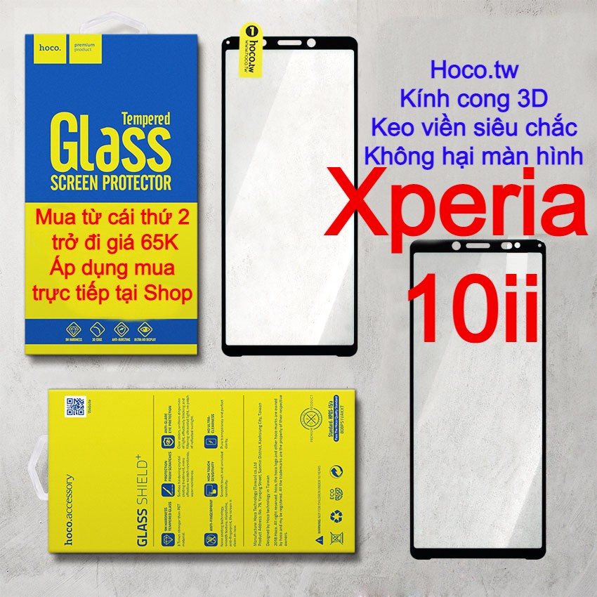 Kính cường lực cho SONY XPERIA 10ii hiệu Hoco.tw keo viền cong 3D theo màn hình