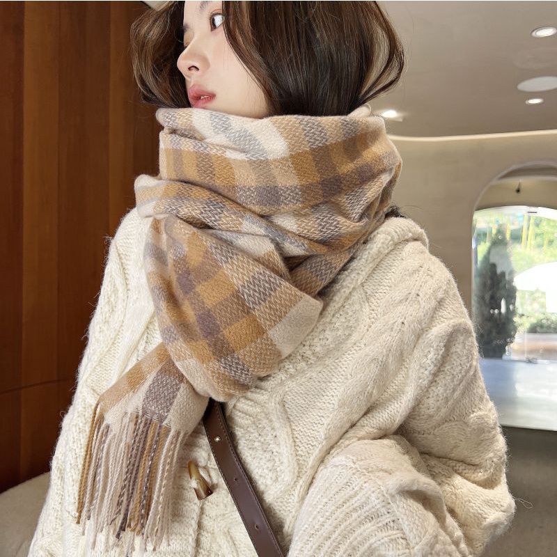 Khăn Choàng Cổ Vải Cashmere Dày Ấm Áp Kích Thước 68 * 180cm / 27 * 71 * inch