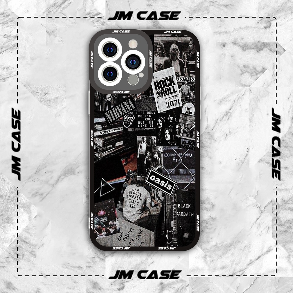 Ốp lưng iphone cạnh vuông JMCase Rock And Roll Hiphop Collage 7/7plus/8/8plus/x/xs/11/12/pro/max/plus/promax